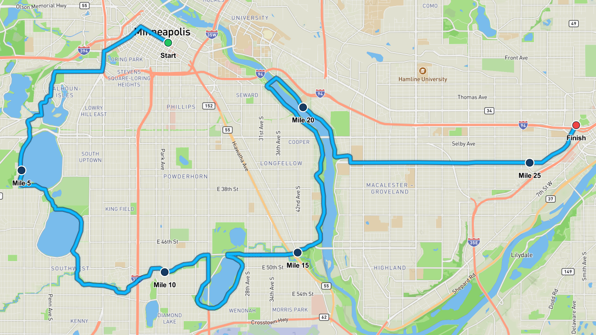 The Twin Cities Marathon Course