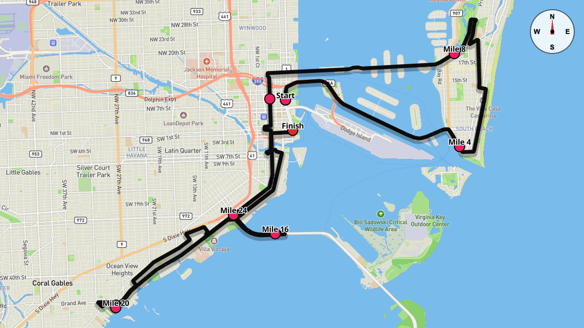 The Miami Marathon Course