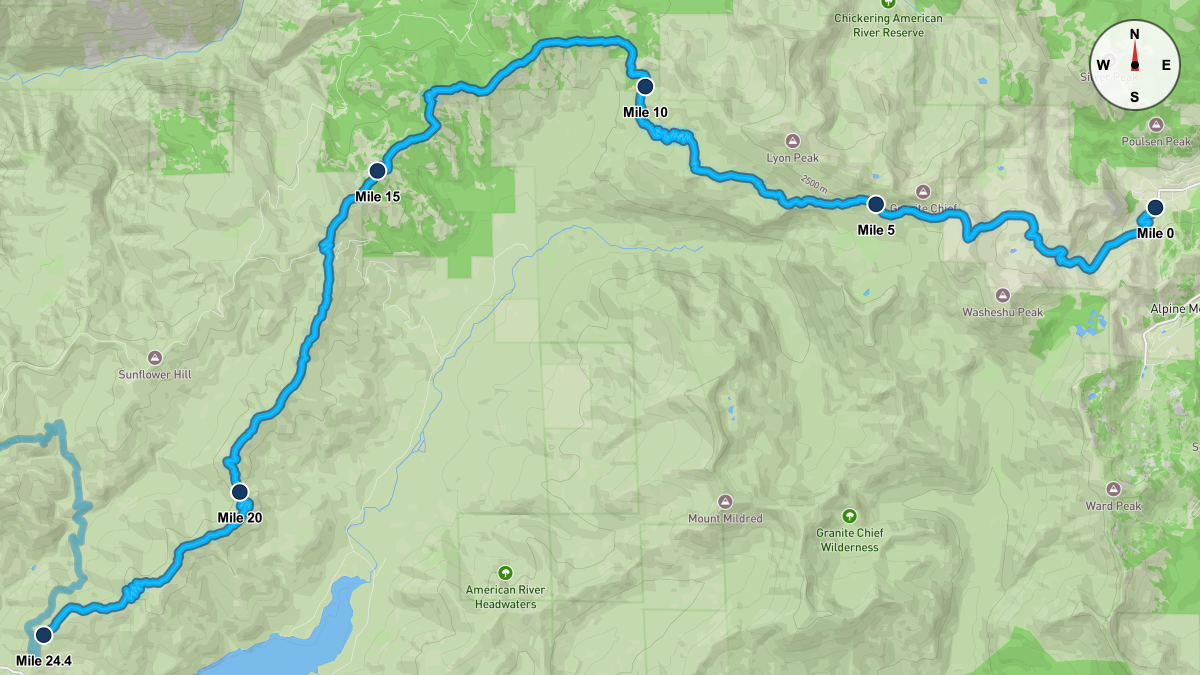 Course Map for Miles 0-24.4 of the Western States 100