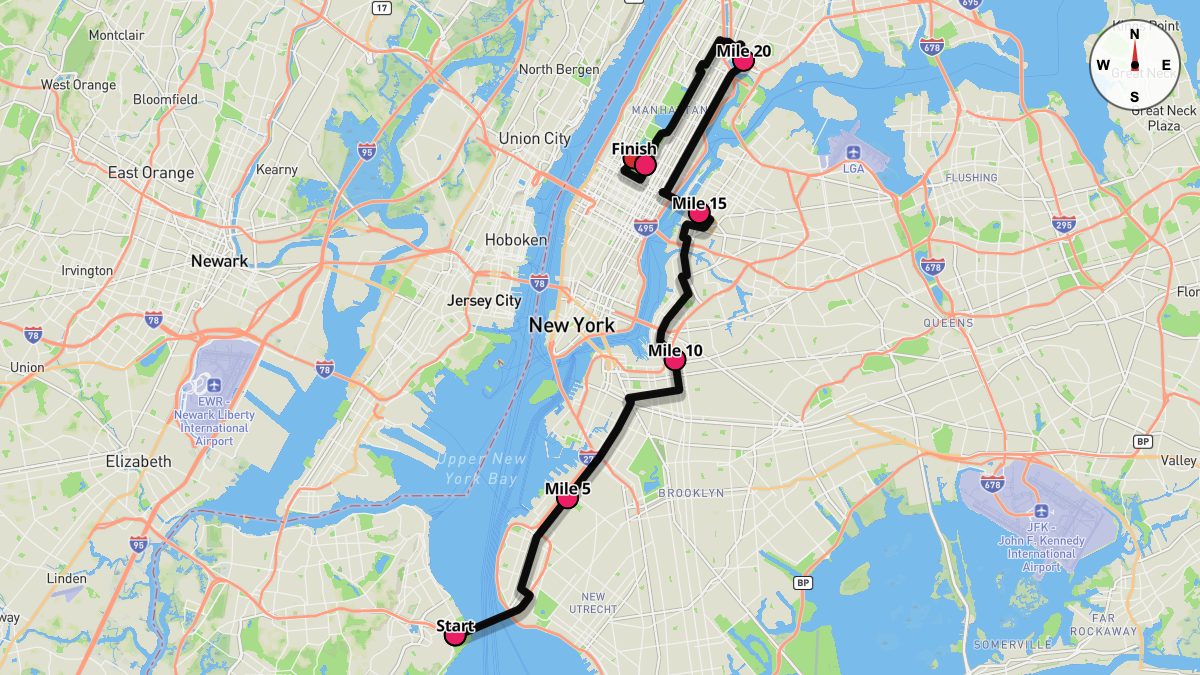 The New York City Marathon (Blue Route) Course