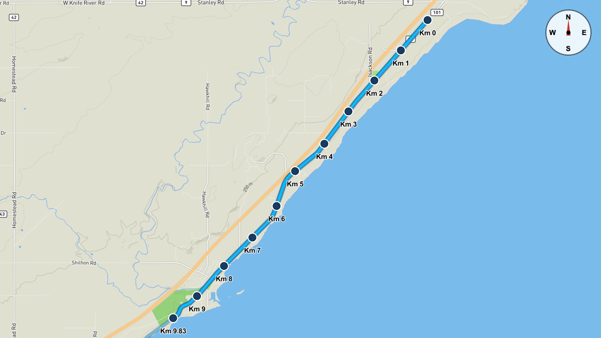 Course Map for Kilometers 0-9.83 of the Grandma's Marathon