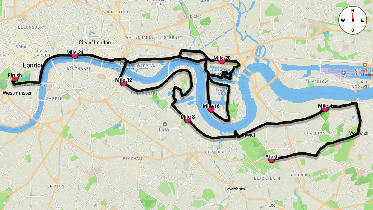 The London Marathon (Blue Start) Course