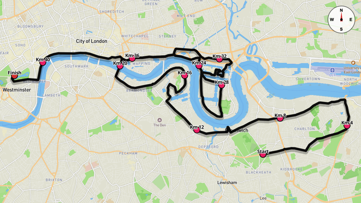 The London Marathon (Blue Start) Course